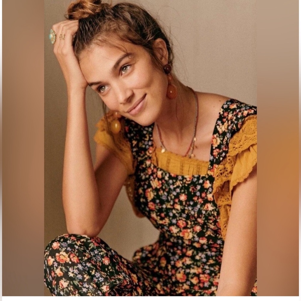 Sezane Black Floral Jumpsuit EU 38 NWT